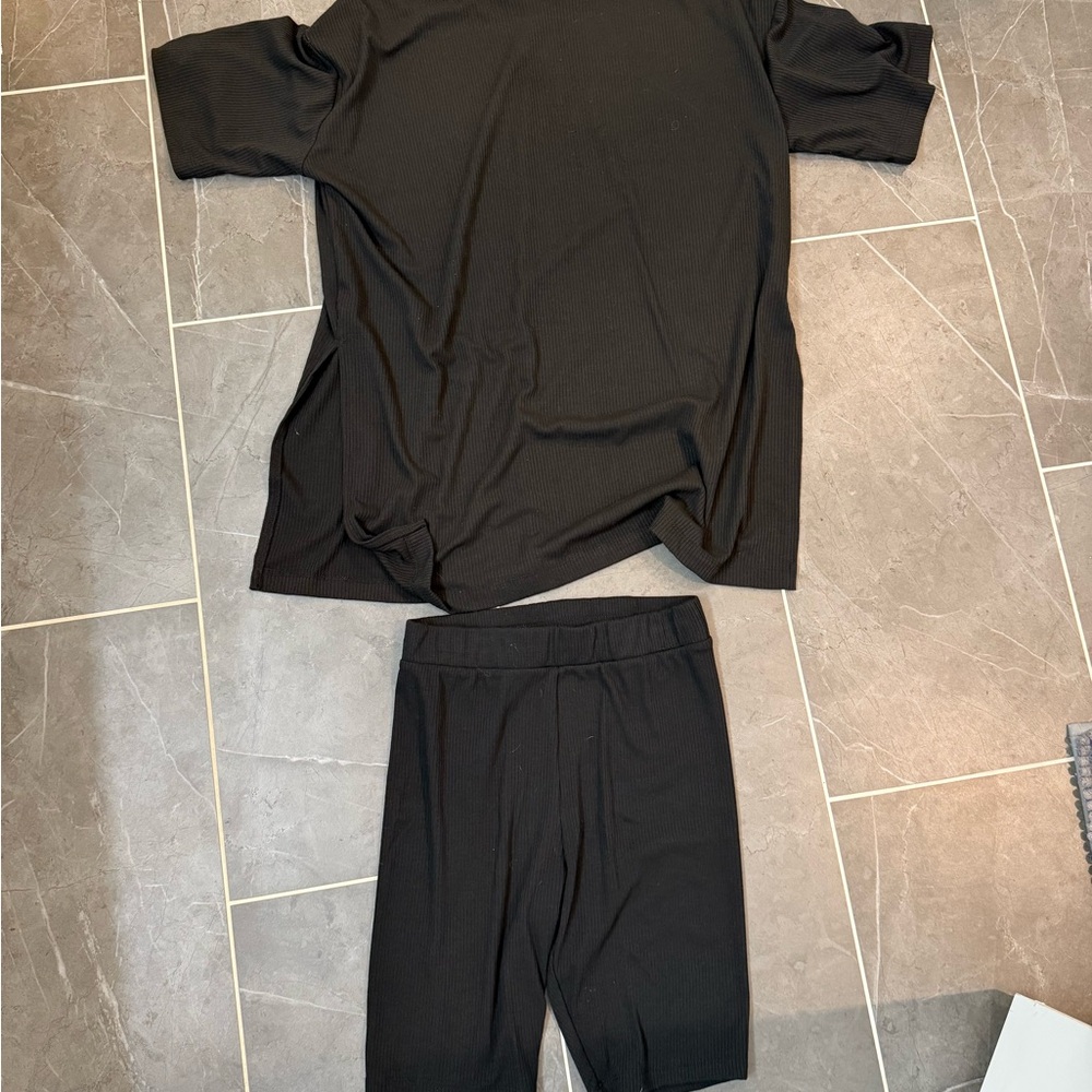 Dressed in LALA black Ribbed Two-Piece Set